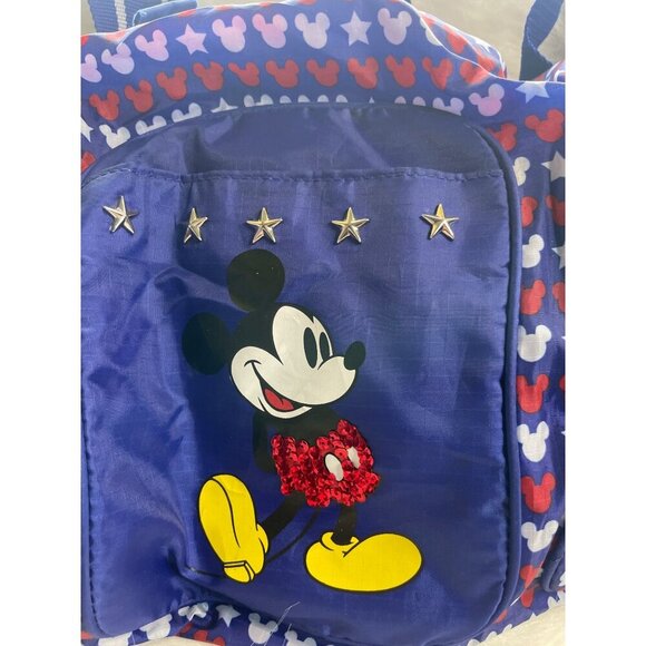 Mickey Mouse Blue & Red Patterned Duffel Bag With Sequins & Stars - Picture 2 of 8